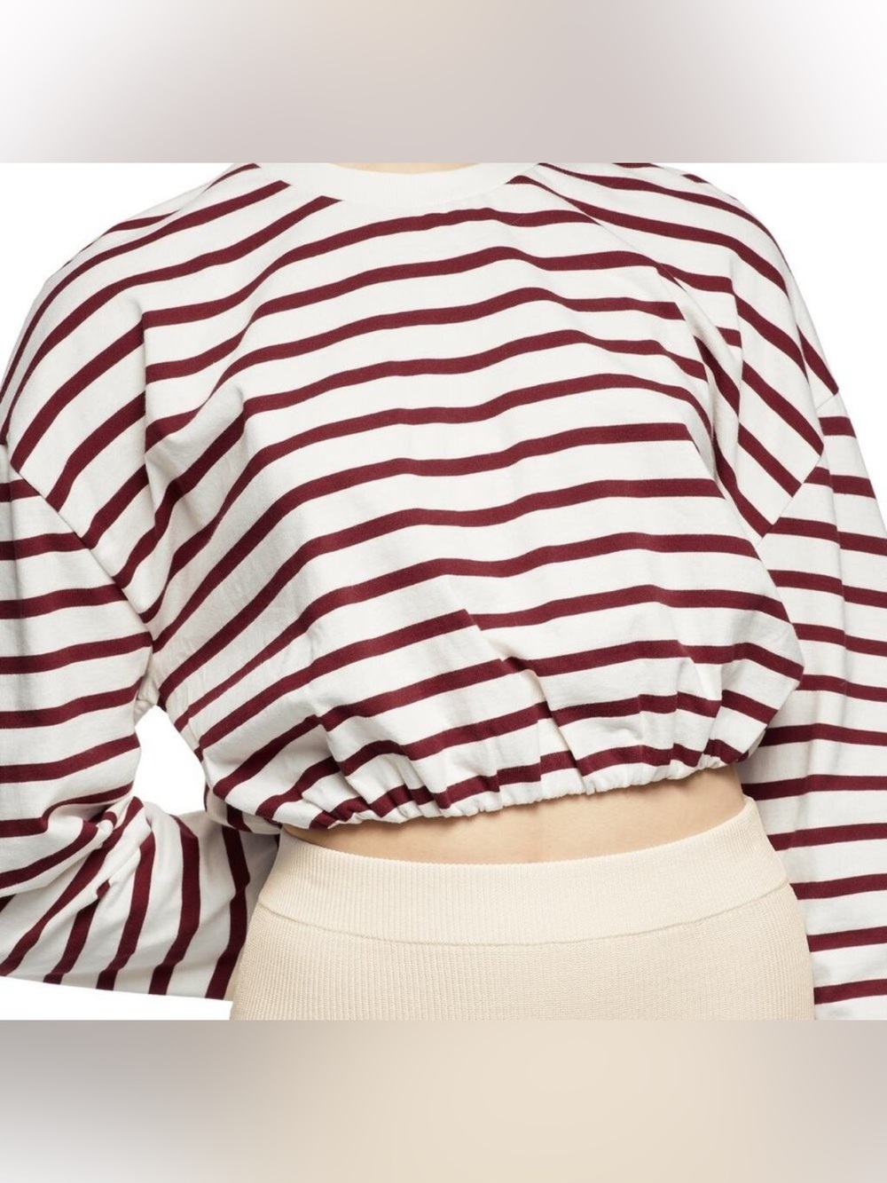 Zara White/Red Cropped Top